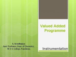 Valued Added Programme S Sreedhanya Asst Professor Dept