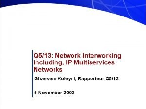 Q 513 Network Interworking Including IP Multiservices Networks