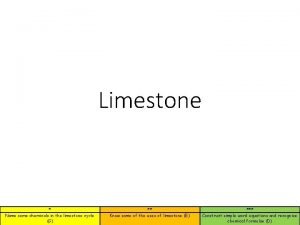 Limestone Name some chemicals in the limestone cycle