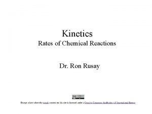 Kinetics Rates of Chemical Reactions Dr Ron Rusay