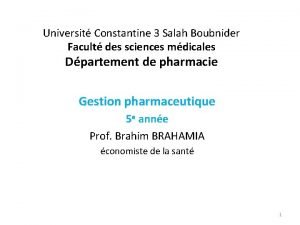 Universit Constantine 3 Salah Boubnider Facult des sciences