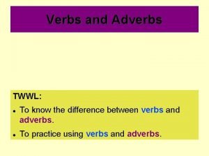 What are verbs