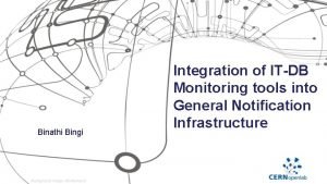 Binathi Bingi Integration of ITDB Monitoring tools into