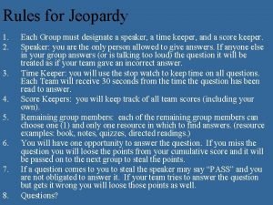 Rules of jeopardy