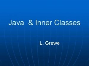 Java Inner Classes L Grewe Kinds of of