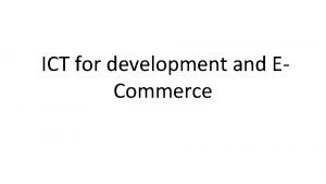 Ict e commerce