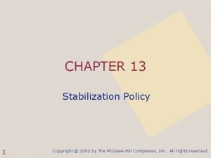 CHAPTER 13 Stabilization Policy 1 Copyright 2002 by