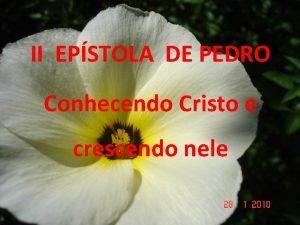I EPSTOLA DE II EPSTOLA DE PEDRO Conhecendo
