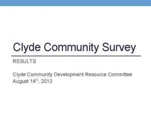 Clyde Community Survey RESULTS Clyde Community Development Resource