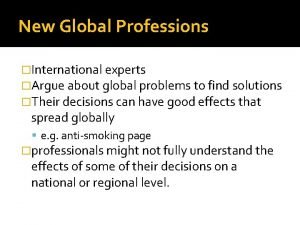 New global professions