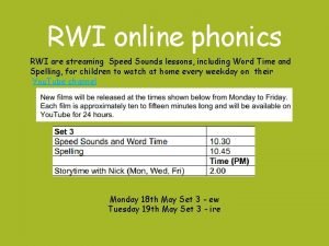 RWI online phonics RWI are streaming Speed Sounds