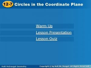 12 7 Circlesininthe the Coordinate Plane Warm Up