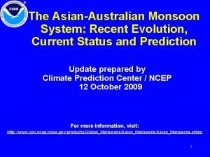 The AsianAustralian Monsoon System Recent Evolution Current Status