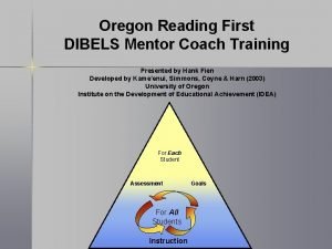 Oregon Reading First DIBELS Mentor Coach Training Presented