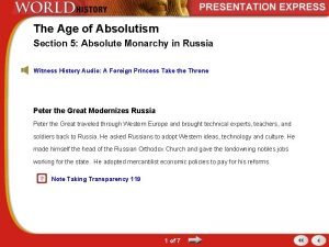 The Age of Absolutism Section 5 Absolute Monarchy