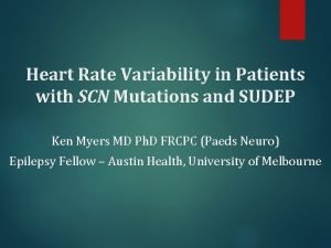 Heart Rate Variability in Patients with SCN Mutations