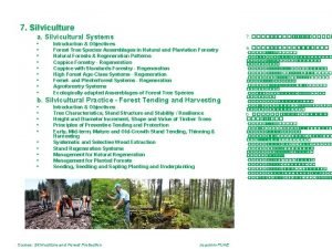 7 Silviculture 5 General ad Ecosystems Ecology Cycles