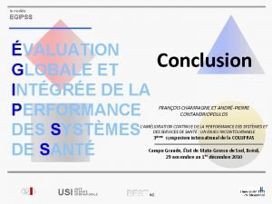 le modle EGIPSS VALUATION GLOBALE ET INTGRE DE