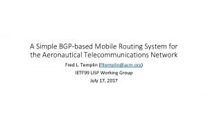 A Simple BGPbased Mobile Routing System for the