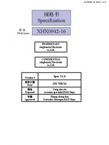 XHX 9042 16 SPEC V 1 0 Specification