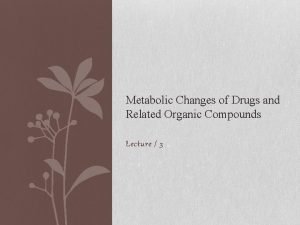 Metabolic Changes of Drugs and Related Organic Compounds