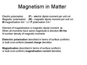 Intensity of magnetisation