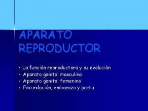 APARATO REPRODUCTOR La funcin reproductora y su evolucin