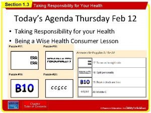 Taking responsibility for your health worksheet