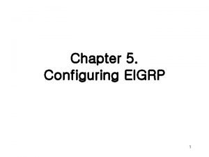 Chapter 5 Configuring EIGRP 1 Table of Contents