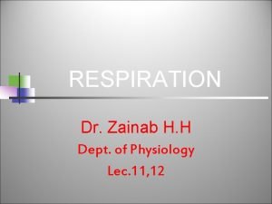 RESPIRATION Dr Zainab H H Dept of Physiology