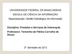 UNIVERSIDADE FEDERAL DE MINAS GERAIS ESCOLA DE CINCIA