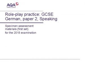 Roleplay practice GCSE German paper 2 Speaking Specimen