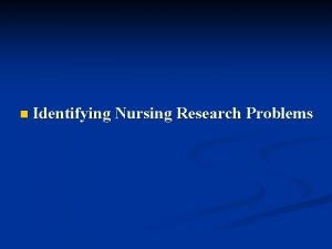 Problem statement nursing research