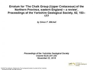 Erratum for The Chalk Group Upper Cretaceous of