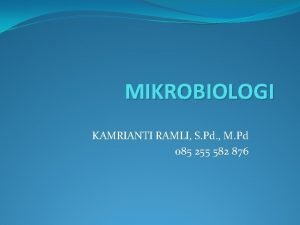 MIKROBIOLOGI KAMRIANTI RAMLI S Pd M Pd 085