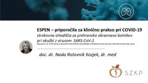 ESPEN priporoila za klinino prakso pri COVID19 strokovna