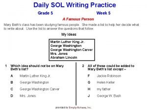 Daily SOL Writing Practice Grade 5 Week 5