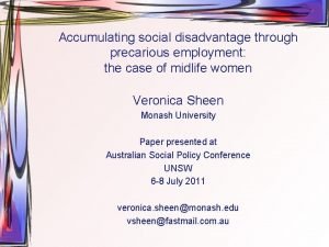 Accumulating social disadvantage through precarious employment the case
