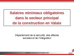 Salaires minimaux obligatoires dans le secteur principal de