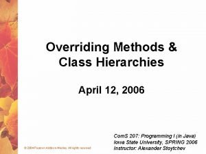 Overriding Methods Class Hierarchies April 12 2006 2004