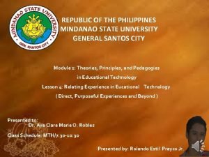 REPUBLIC OF THE PHILIPPINES MINDANAO STATE UNIVERSITY GENERAL