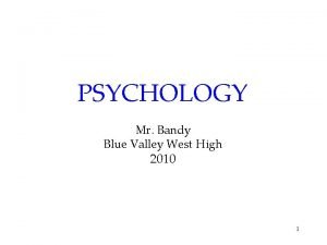 PSYCHOLOGY Mr Bandy Blue Valley West High 2010