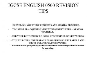 Igcse english language tips