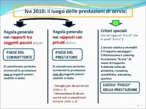 Iva 2010 il luogo delle prestazioni di servizi