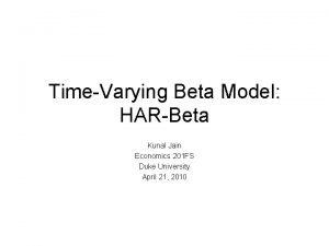 TimeVarying Beta Model HARBeta Kunal Jain Economics 201