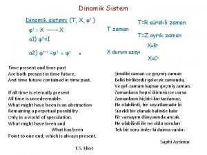 Dinamik Sistem Dinamik sistem T X t t