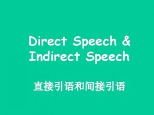 Direct Speech Indirect Speech The teacher said John