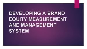 Brand equity measurement system