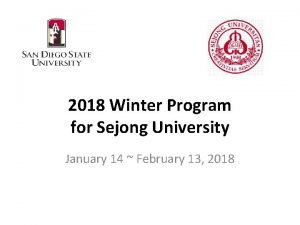 2018 Winter Program for Sejong University January 14