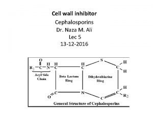 Cell wall inhibitor Cephalosporins Dr Naza M Ali